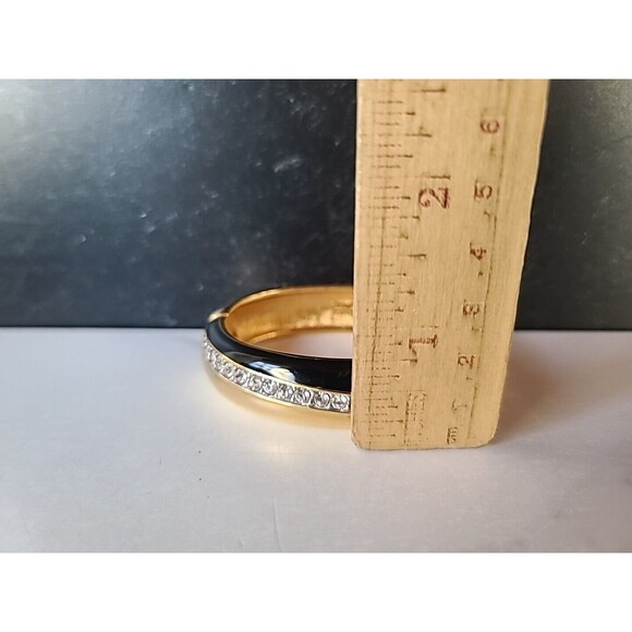 Swarovski Black Enamel and Crystal Cuff Vintage - Picture 10 of 10